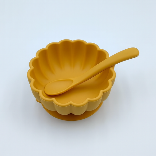 Bols & Cuillères en Silicone – Set 2 Pièces pour Bébé