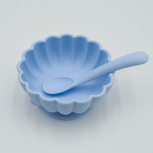 Bols & Cuillères en Silicone – Set 2 Pièces pour Bébé